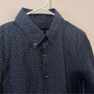 Abercrombie & Fitch Men’s Button Down Super Slim Stretch XS Navy Blue Pattern